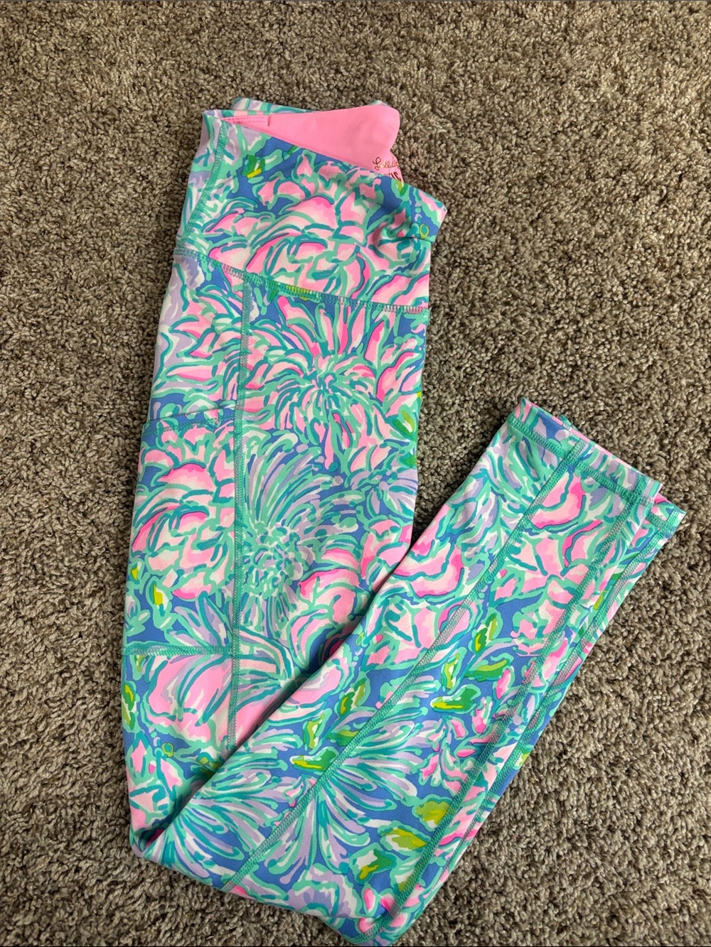 Lilly Pulitzer Pink, Aqua & Lime Floral Leggings